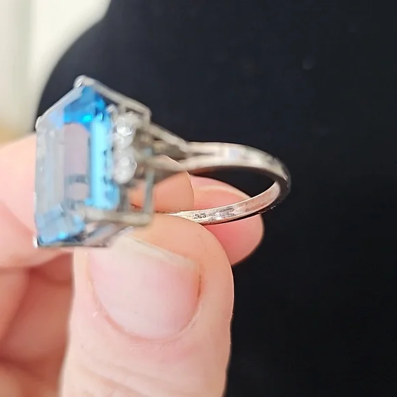 London blue topaz, topaz, and sterling silver cocktail ring - Picture 5 of 7